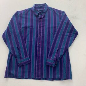 Van Heusen Men's Shirt - Teal and Magenta Stripes